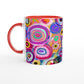 Aboriginal Art | Flower Meadow | White 11oz Ceramic Mug with Color Inside