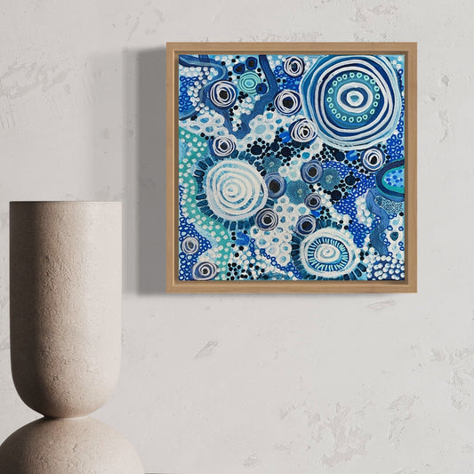 Aboriginal Art | Ocean Serenity: Embracing Calm Amidst Open Waters | One-of-a-Kind Original Painting