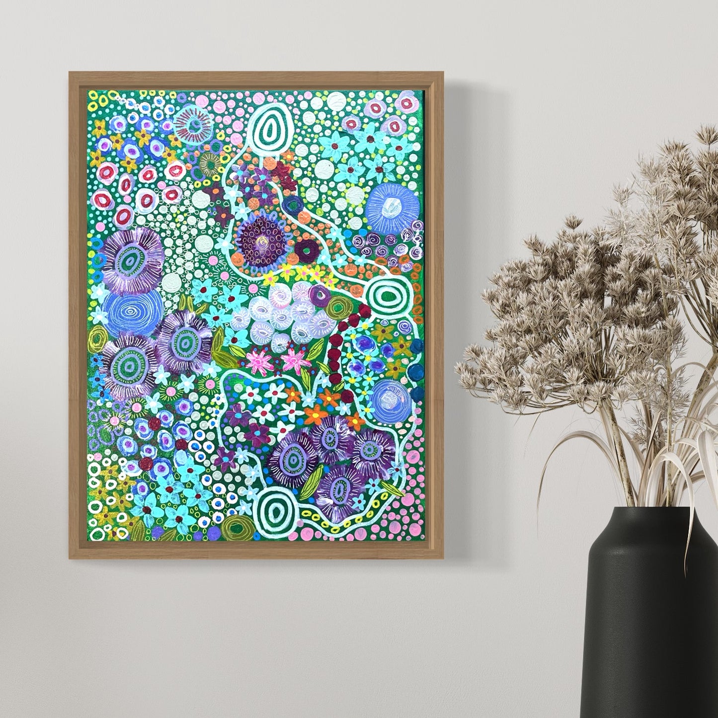 Aboriginal Art | Girrawiiny [Wiradjuri for a Quiet Place with Pretty Flowers] | One-of-a-Kind Original Painting