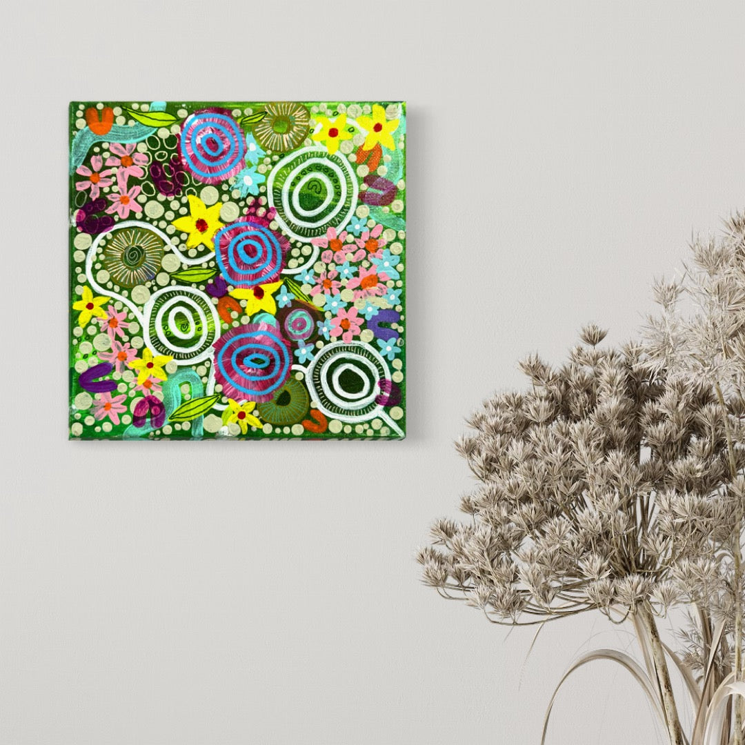 Aboriginal Art | Legacy Blossoms - 20 x 20 cm | Original painting