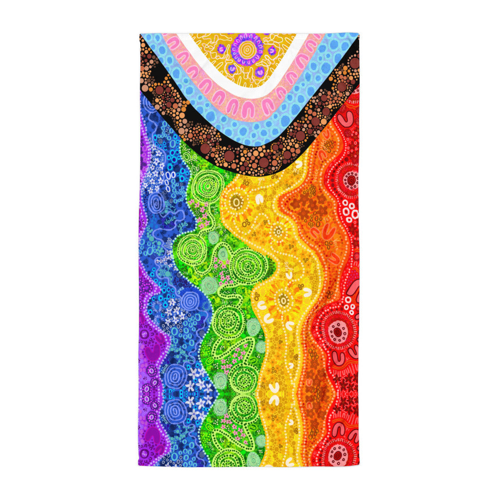 Aboriginal Artwork | Equality LGBTQIA Inclusive Pride Flag | Towel