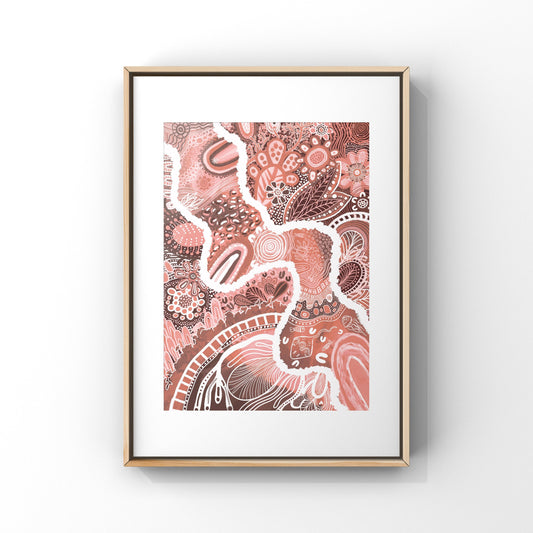 Aboriginal Art | Great Barrier Reef: Pink Edition | Art Print
