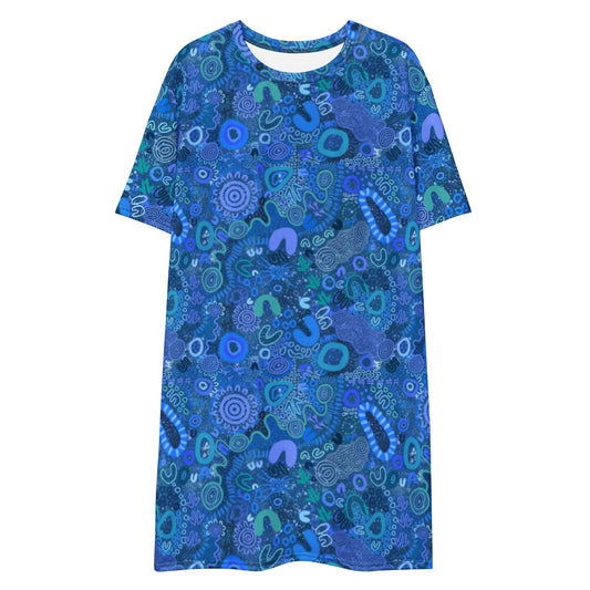 Aboriginal Art Print | Sapphire | T-shirt Dress