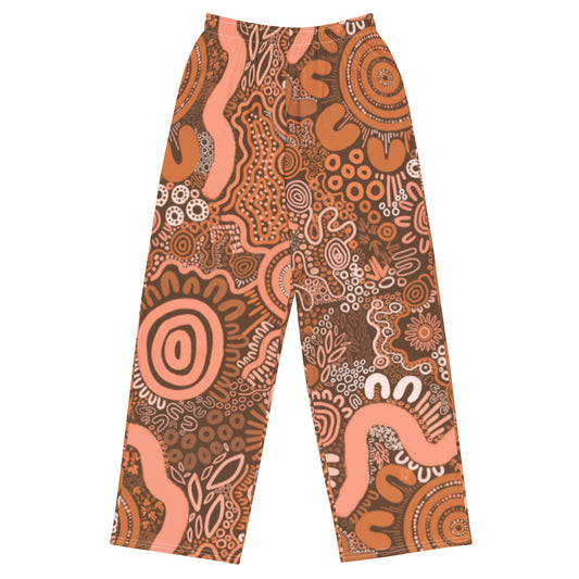 Aboriginal Art | Sharing Stories: Brown Edition | Unisex Wide-leg Pants