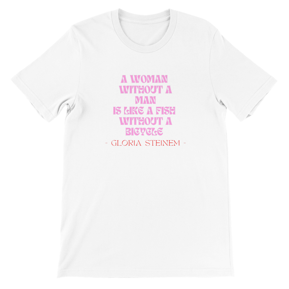 Inclusive Art | Feminist Tee Fish on a Bike | Premium Unisex Crewneck T-shirt