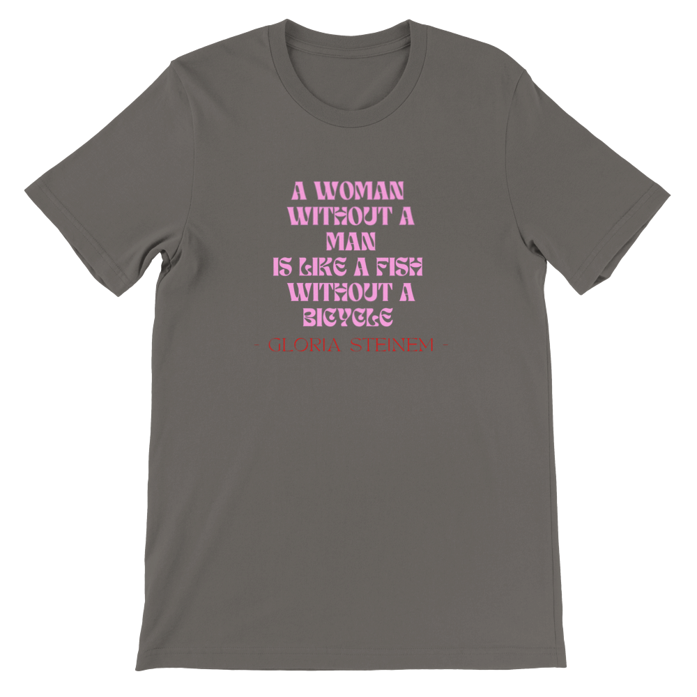 Inclusive Art | Feminist Tee Fish on a Bike | Premium Unisex Crewneck T-shirt
