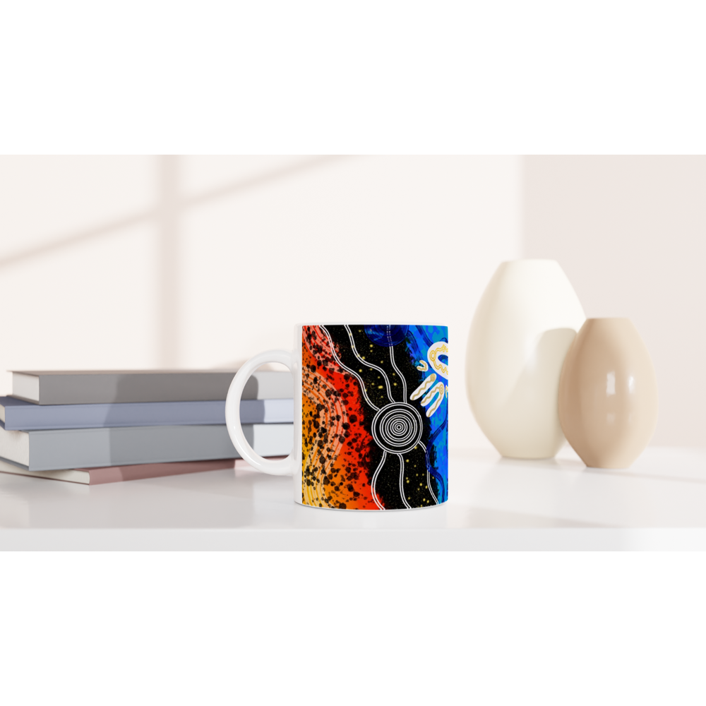 Aboriginal Art Print | Swimming in the River | Ceramic 11oz Mug